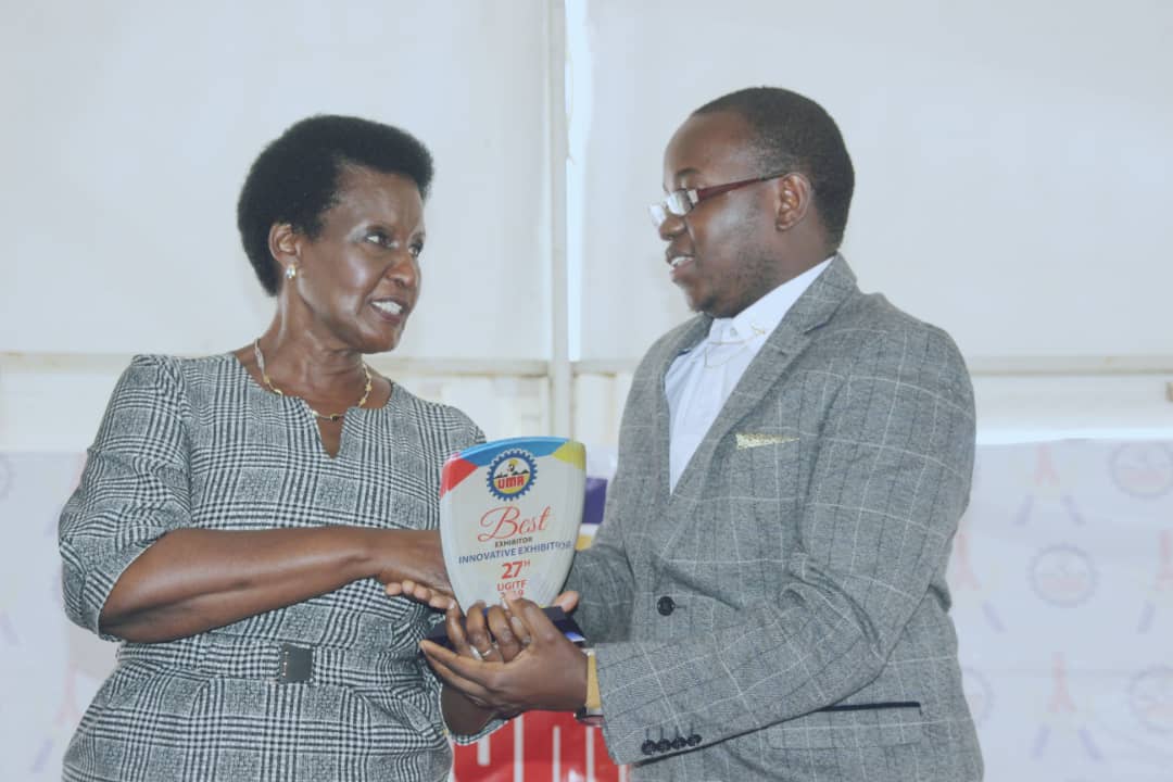 Prof. Nyanzi Julius Receiving an Award for Most Innovative Ugandan Manufacturer 2019
