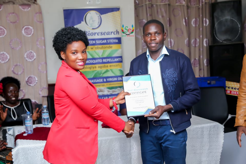 Staff being awarded at the end year party 2019